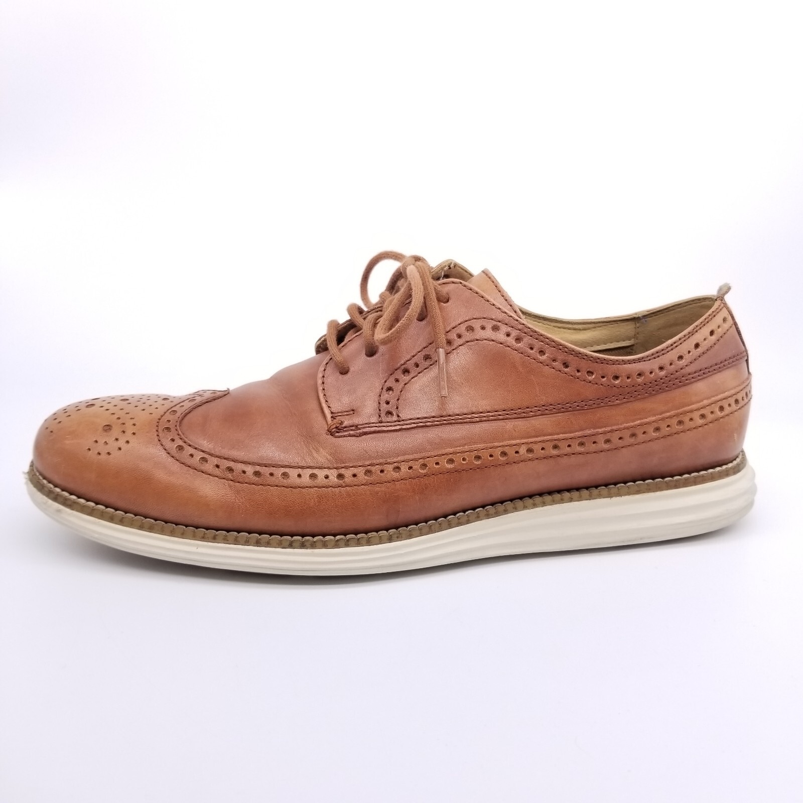 SAOLA Scarpe a coda lunga Cole Haan Oxford da uomo 10 5 marroni in pelle medaglione brogue