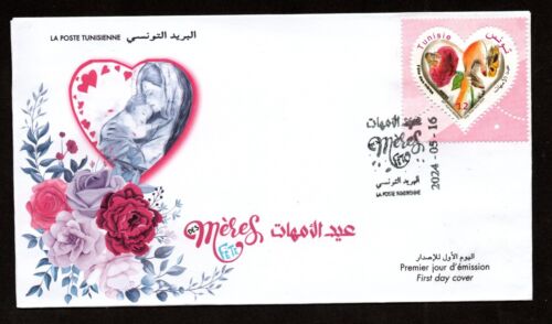 2024 - Tunesien - Muttertag - Frau - Kinder - Rose - Schmetterling - Hand - Liebe FDC - Bild 1 von 1