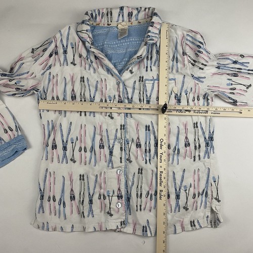 Camisa pijama de franela con estampado de esquí Munki Munki con botones L/S talla L rayón bambú - Imagen 3 de 9