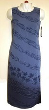 NEW Rena Rowan Floral Lake Como Blue Long Shift Dress Tea Length Sleeveless Sz 4