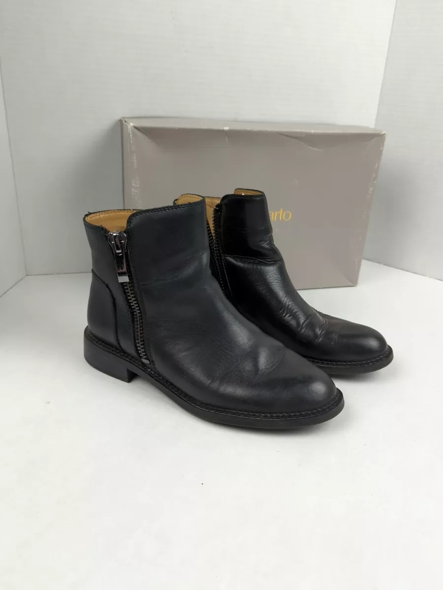 Franco Sarto Women s Keegan 2 Zip Boot Bootie 6 Soft Black Leather