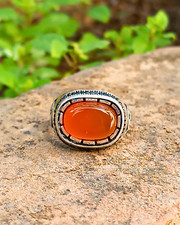 Beautiful Carnelian Ring, 925 Solid Sterling Silver Ring Natural Carnelian Stone