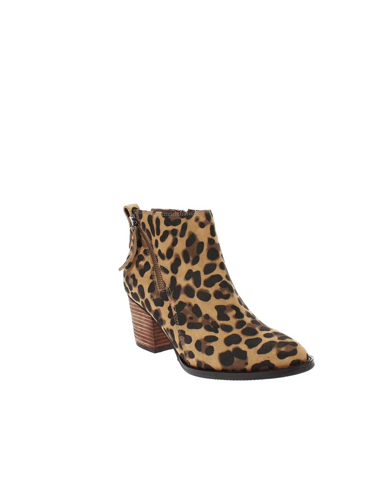 AQUA COLLEGE Womens Brown Nancy Almond Toe Block Heel Leather Booties 8.5 M