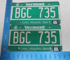 Vermont License Plate Tag 1996 96 VT Pair Set Natural Sticker BGC 735