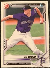 2021 BOWMAN DRAFT JOE ROCK COLORADO ROCKIES PROSPECT #BD-154 1ST BOWMAN PAPER
