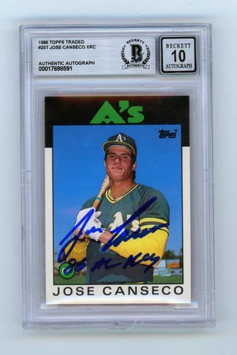 Jose Canseco 1986 Topps Traded #20T Rookie RC w/ 86 ROY Signed BGS 10 Auto