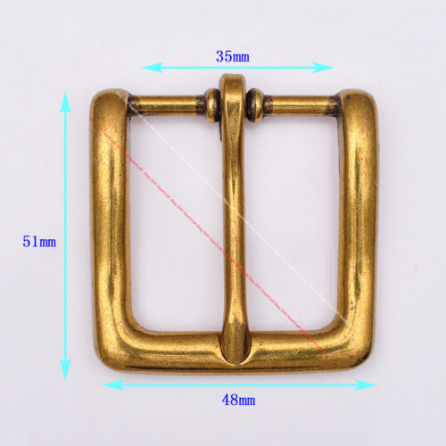 CLASSIC BRASS PLATED SINGLE PRONG PIN LEATHERCRAFT BELT BUCKLE REPLACEMENT 35MM - Picture 1 of 8