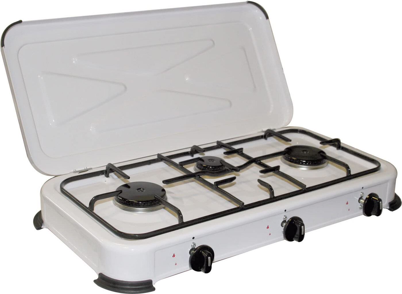 Fornello a Gas 3 Fuochi Acciaio Porcellanato 56x29x11 cm Bianco PF02007BG Niklas