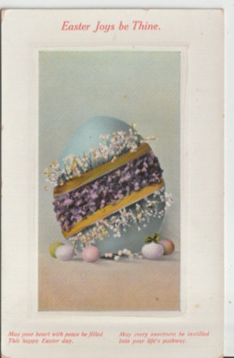 OSTERN - DEKORIERTE EIERGRÜSSE FARBPOSTKARTE (1914)