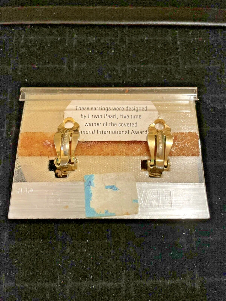 Pendientes de diseñador de perlas Erwin en tarjeta original con clip estilo renacimiento etrusco Foto 4 de 4