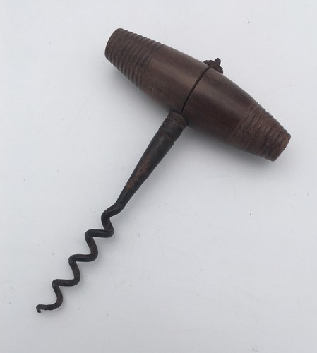 Antique Turned Wood Handle Corkscrew - Wine - Sommelier Helix - Cork Extraction - Picture 4 of 12