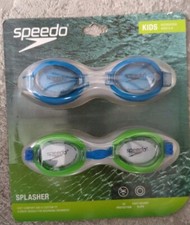 Speedo- Kids Splasher Swimming Goggles, Ages 3-8, 2 Pack Blue/Green