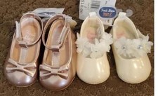 Baby Girls First Steps Dress Shoes Cream  Rose Gold Size 3/6  6/9  9/12 mo