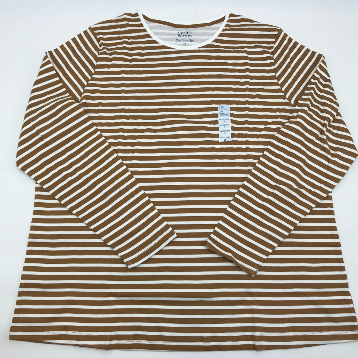 brown and white striped t shirt