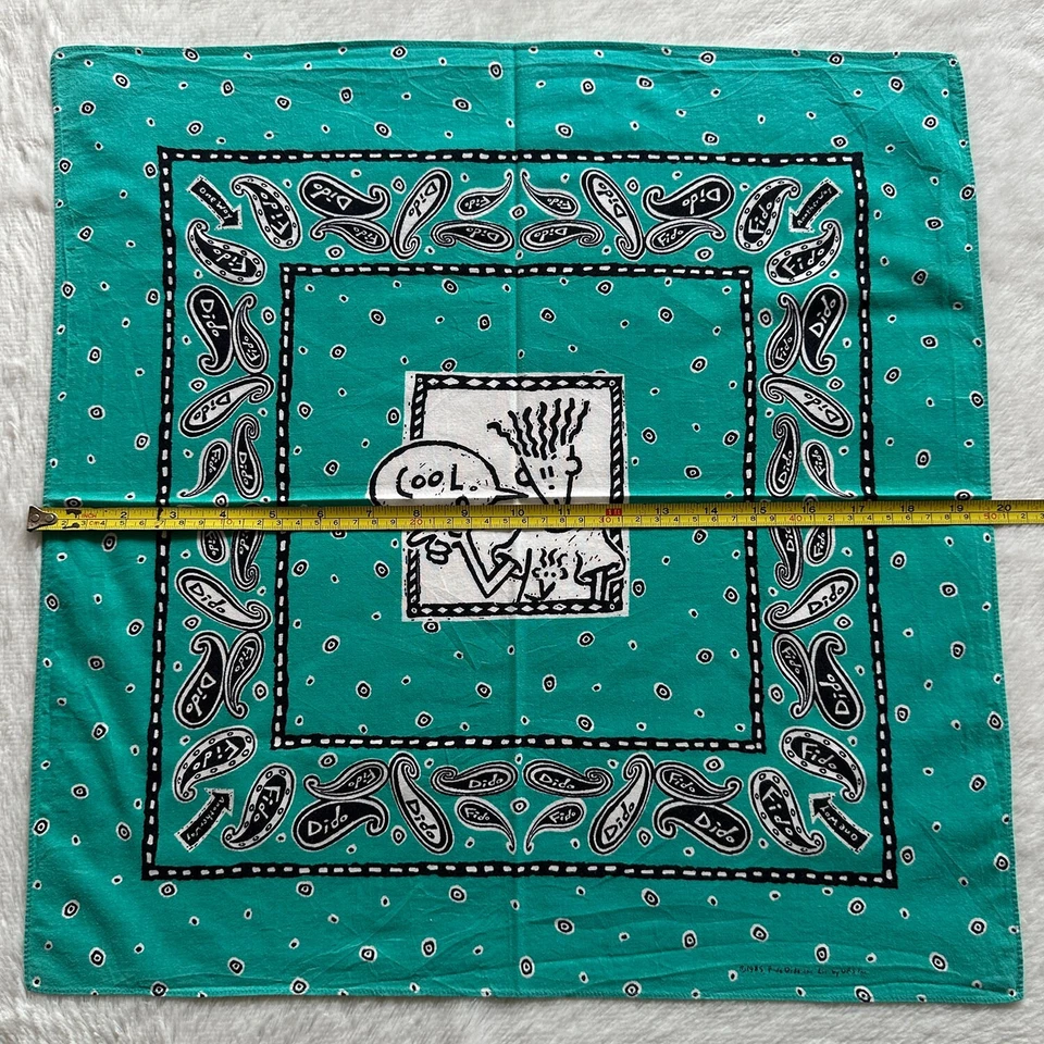Pañuelo Fido Dido Vintage Años 90 Turquesa Algodón Paisley Bandana Pañuelo 20" Foto 3 de 3