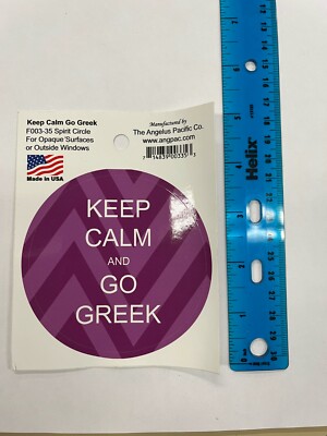 KEEP CALM GO GREEK Chevron Spirit Sticker Outside Window/Opaque Surface Apply