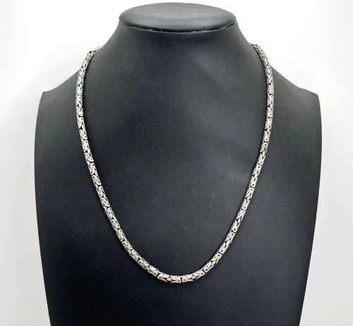 Sterling Silver 925 Byzantine Bali 4mm Chain Necklace 18.75 Inch