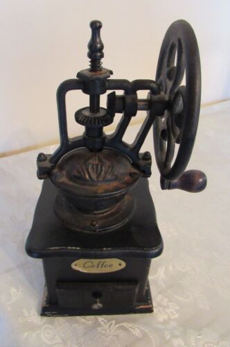 Vintage Gusseisen & Holz altmodische Kaffeebohnenmühle mit Handkurbel - Bild 19 von 21