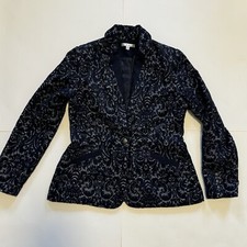 Cabi Jacket Blazer Jacquard Navy Blue Floral Size:4