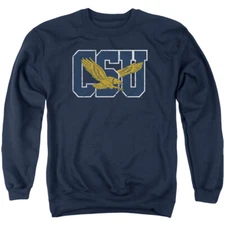 Coppin State University Adult Crewneck Sweatshirt Distressed Primary,Navy, S-3XL