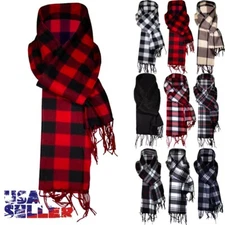 Plaid Wool Cashmere Scarf Winter Warm Soft Long Neck Warmer Wrap Mens Muffler