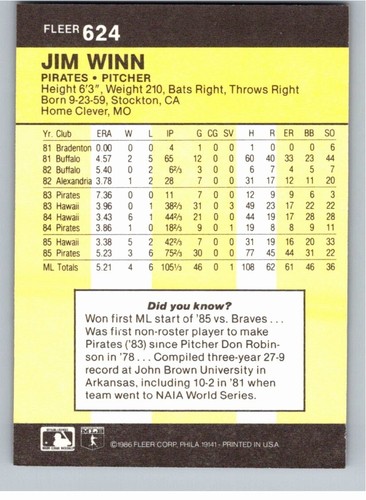 1986 Fleer Baseball Complete Your Set You Pick Choose #496 - 660 - Picture 259 of 295