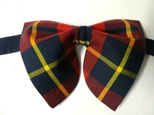 Mens Oversized Plaid Bow tie Vintage style 70s Red/Navy/Gold Gift for Him