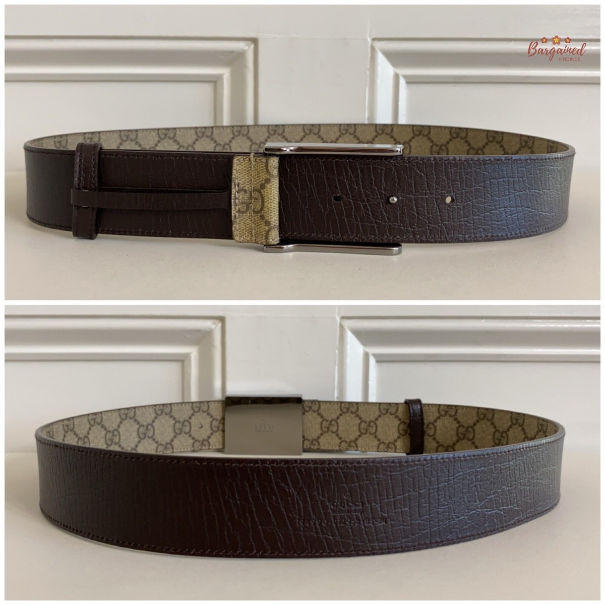 Authentic Gucci Brown GG Plus Monogram Canvas Silver Square 