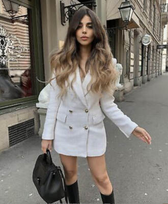white fitted blazer dress A LA MODE MINI BLAZER DRESS IN WHITE – AKIRA