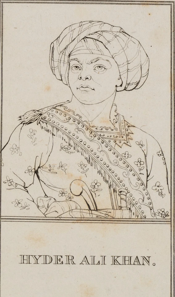 LANDON (*1760) nach Unbekannt (18.Jhd), Porträt Hyder Ali Khan, KSt. Romantik - Bild 3 von 4