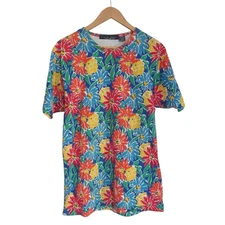 Birch Bros Eagles Eye Flower Tee Size Medium Flower Floral Vintage Short Sleeves