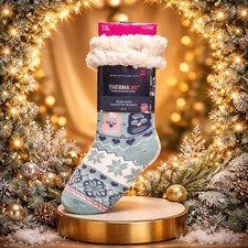 SHERPA SOCKS WOMENS SZ 4-10 GREEN FAIR ISLE OWLS ANTI-SKID CUSHIONED THERMAX NEW