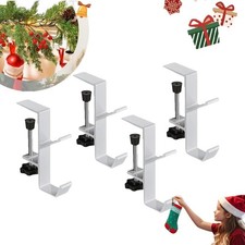 2 in 1 Garland Hangers and Fireplace Stocking Holders, white-4PCS, white-4PCS
