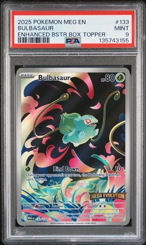 2025 POKEMON MEG EN-MEGA EVOLUTION ENHANCED BOOSTER BOX TOPPER BULBASAUR PSA 9