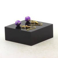 Steine Und MinéRaux. Ohrringe 1 Perle Jaspis Violett Blau 8 MM Stahl