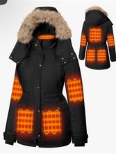 Womens Small Heated Jacket with Hood with 18400mAh 12V Battery Pack Included