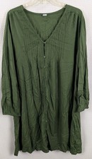 Old Navy Green Rayon A-Line Button Front Pintuck Dress 3/4 Sleeve Size XXL NWOT