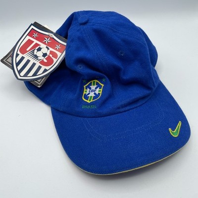 VTG Brazil Soccer Hat Cap Mens Blue Nike Football Futbol Club CBF Brasil