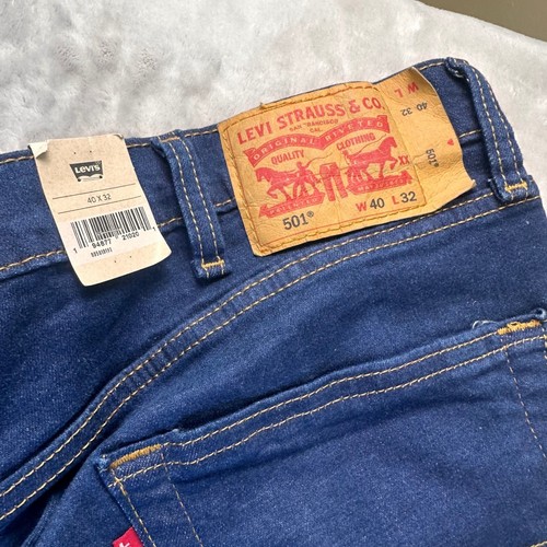 Levis 501 Original Jeans Mens Size 40x32 Button Fly Dark Wash Denim NWT - Picture 4 of 7