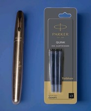 Vintage Parker Frontier CT Fountain Pen Stainless Steel Medium Nib 