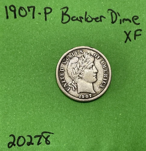 1907-P Barber / Liberty Head Dime 10c Xf Extra Fine  See Pictures