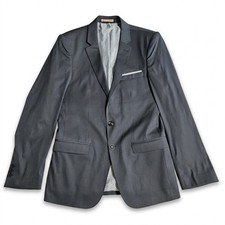 Zara Man Tailored Fit Navy Blue Blazer Suit Jacket Geometric Lining Mens 38 40