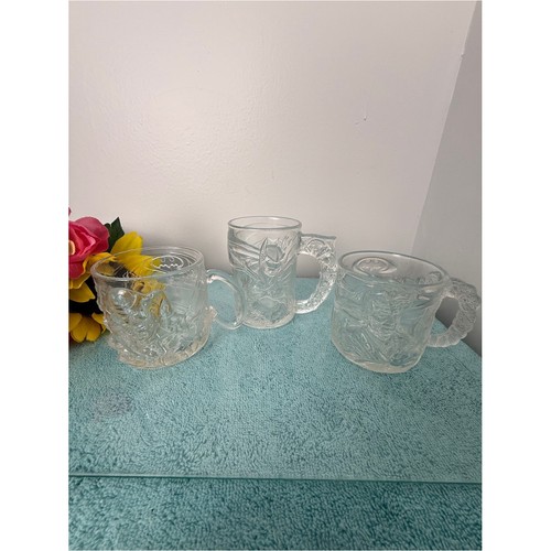 Batman Clear Glass Dragon Handle Mugs - Set of 3
