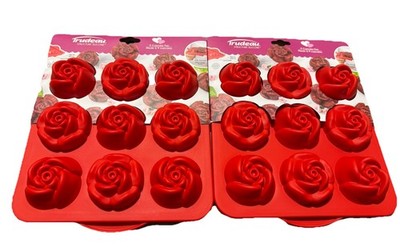 2 Pans- Trudeau Structure Silicone Cake Pan With Red Rose