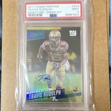 Panini 2017 Prestige Travis Rudolph #243 Rookie Auto Green X/P PSA 9 /150