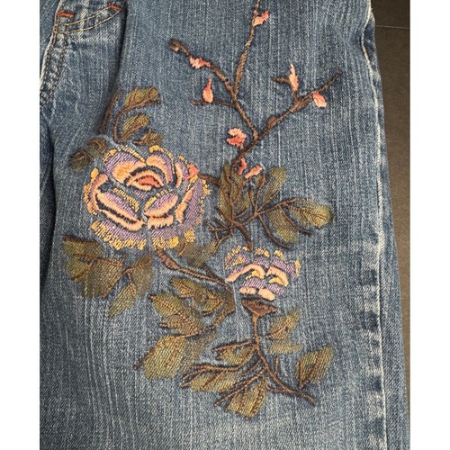 Calvin Klein Jeans Size 10 Low Rise Flare Embroidered Floral Denim Y2K blue - Picture 3 of 10