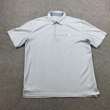 Johnnie O Polo Shirt Mens Large Blue Stripe Prep-Formance Golf Stretch