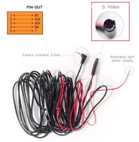 7m 5 Pin Male To 2.5mm Jack Car Reversing Parking Camera Extension Cable Wire - Picture 2 of 9
