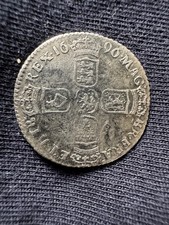 1696 William III Early Milled Silver Sixpence Silver VF British Coin King George