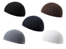 5Pcs Men's Muslim Kufi Hat - Cotton Islam Prayer Cap Muslim Crochet Hat Islam...